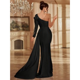 Women's Formal Evening gown - V-Neck Long Formal dress with Zipper back, Elegant Mermaid Party, Wedding, State Gala - Machine Washable Formal Attire in Bright Pink
