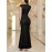 Chic Sleeveless Sequin Dress for Women - V-Neck, Slim Fit, Stretch Polyester Blend, Perfect for Weddings and Formal Events, Lovely Dress [M186]