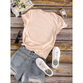 Women's Casual Short Sleeve T-Shirt - Vibrant Yellow Spanish Letter Print with Lighthouse & Wave Design, Inspirational 