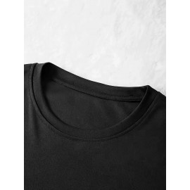 Plus Size - Women'S Oversized Calvin Graphic Print Long Sleeve T-Shirt - Casual Crew Neck, Golden Lettering on Black, Perfect for Spring & Fall, Comfortable Fit, Casual Wear Tee | Oversized Tshirt | Comfortable Fit