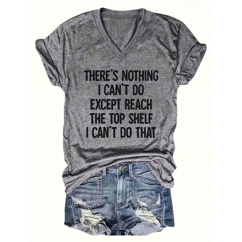 Plus Size, Women's Funny Saying V-Neck T-Shirt - Turquoise Tee with Bold Black Lettering - Lightweight Everyday Casual Top - Machine Washable Funny Outfit Essential