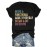 Women's Casual Short Sleeve T-Shirt - Black Relaxed Fit Round Neck with Colorful Geometric Print & Humorous Slogan, Machine Washable Summer Top for Casual Attire, Ladies T Shirts, Comfortable Tee