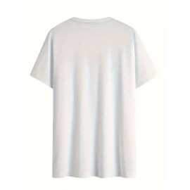 Women'S Casual V-Neck T-Shirt with Alphabet Print, Polyester 60%, Rayon 35%, Spandex 5%, Medium Stretch Knit Fabric, Regular Length, for Spring/Summer/Fall - 180g/m²